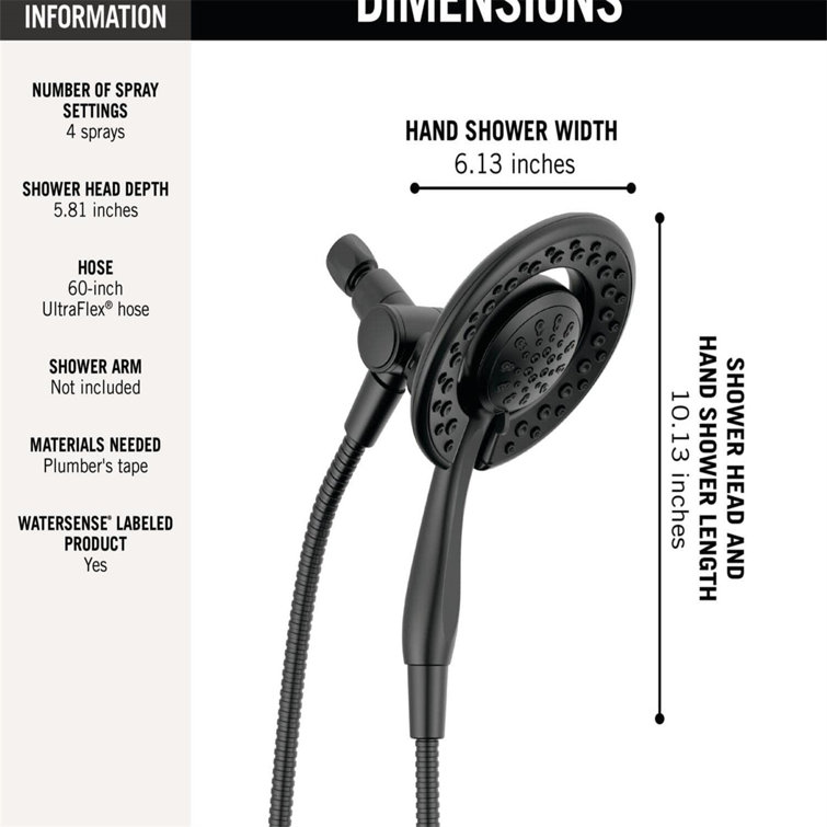 YITAHOME Rain Handheld Shower Head 1.75 GPM GPM Wayfair